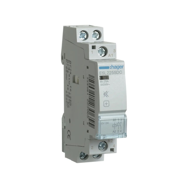 Contactor Hager 12VDC - 230V, 25A, 2S ripple-free
