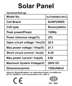 AUTARKING - soléne solar module 130W ETFE