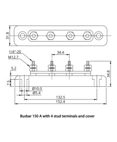Jeu de barres 150A 4P M8 + cover