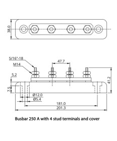 Sammelschiene 250A 4P M8 + cover