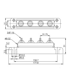 Busbar 600A 4P M8 + cover