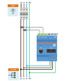 Compteur d'énergie VM-3P75CT avec transformateur de courant