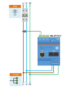 Compteur d'énergie VM-3P75CT avec transformateur de courant